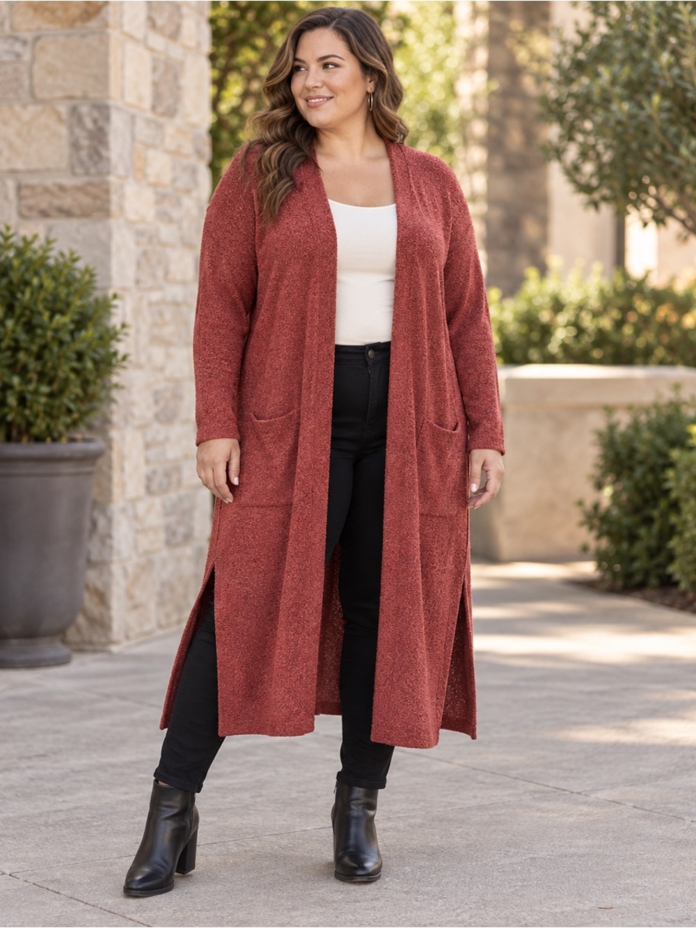 Torrid Super Soft Plush Rust Red Longline Duster Cardigan Size 2 2X